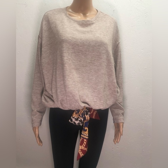 Zara Sweaters - Zara basic ribbon tie tan pullover sweater